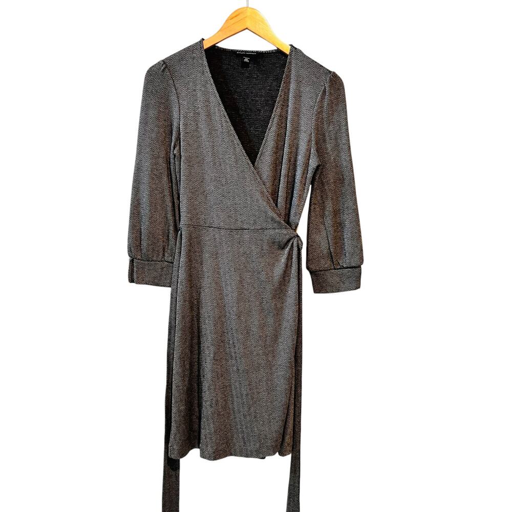 Banana Republic Gray Herringbone Wrap Dress Size XS